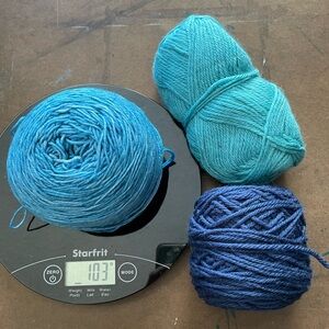 Lot of Three Blue Yarn Skeins